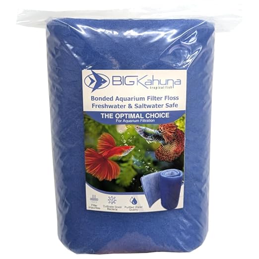 Big Kahuna Aquarium Filter Floss Rolls – 12-inch Pond and Aquarium Filter Media – 1-inch Thick Wet/Dry Aquarium Filter Pad – Bonded Filter Media Pad for Freshwater or Marine Aquariums, Ponds – 6ft