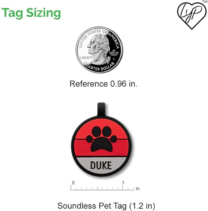 LYP Original Soundless Pet ID Tags | Custom Dog Tags Personalized for Pets | Durable Silicone Deep Engraved Dog Tag | No More Jingling | Pink Paw