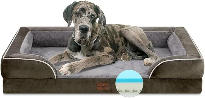 Comfort Expression XXL Dog Beds Memory Foam, Orthopedic Dog Beds for Extra Large Dogs, Waterproof Dogs Bed, Washable Pet Sofa Couch with Bolster & Removable Cover(XX-Large,Olive Green)