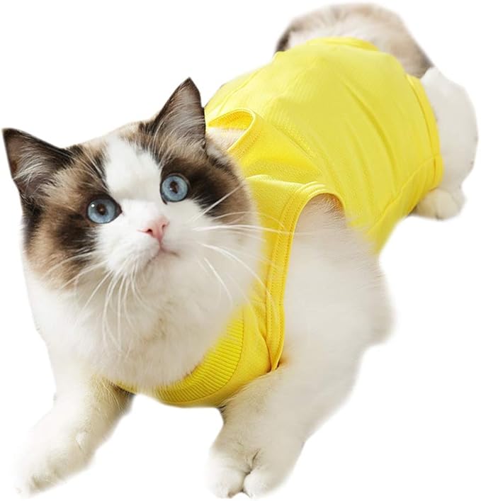 Cat Recovery Suit for Abdominal Wounds or Skin Diseases, Cat Onesie for Cats After Surgery Female Kitten Recovery Suit, Breathable E-Collar Alternative for Cats After Spay Anti Licking Wounds