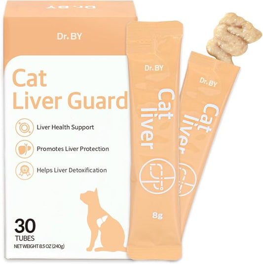 Dr.by Cat Liver Guard Squeezable Liver Supplement for Cats Feline Hepatic Support with Milk Thistle, Artemisia annua(SPB-201), Taurine lickable Formula Individually Packaged