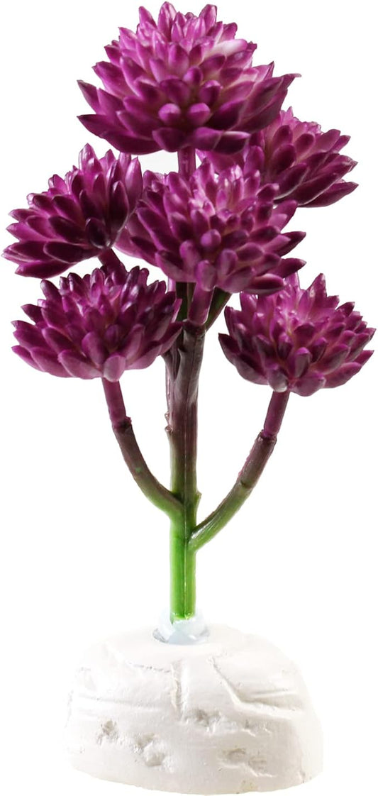 AQUANEAT Terrarium Plant, Fake Reptile Plant for Amphibian Habitat, 6.5 inch Tall Purple