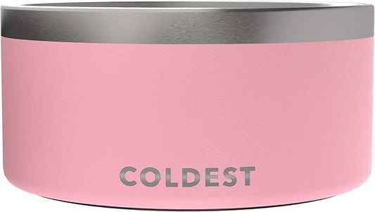 Coldest Dog Bowl - Anti Rust Metal, Non Slip, 3 Layers Insulated Stainless Steel Dog Bowls - Spill Proof & Heavy Duty - Water Bowl for Dogs, Cats & Pets, Dish Washer Safe (200 oz, Cotton Candy Pink)