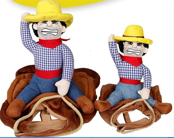 Deluxe Cowboy Rider Pet Costume - Funny Dog Halloween Outfit with Doll and Hat, Adjustable Knight Style Costume for Labs, German Shepherds, and Golden Retrievers, and More (M)