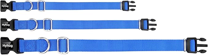 Hyhug Medium Dog Collar, Blue:Heavy-Duty Quick-Release Nylon Buckle, Adjustable & Durable, Cute Dog Collar (Medium, Bright Blue)