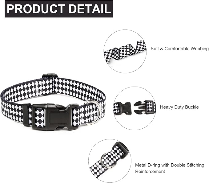 Mercano Adjustable Dog Collar - Special Design Patterns, Soft Nylon Comfortable Durable Pet Collar for Small Medium Large Dogs (L, Rhomb)