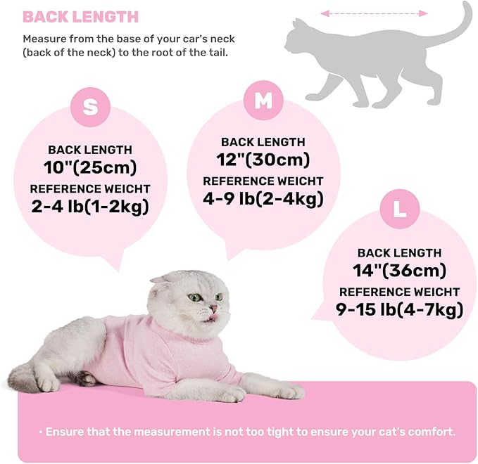 Breathable Cat Recovery Suit for Female/Male, Anti-Licking Kitten Onesie - Cat Surgery Pajamas with Sleeve After Spay, Prevent Shedding, Abdominal Wounds, Skin Diseases or E-Collar Alternative