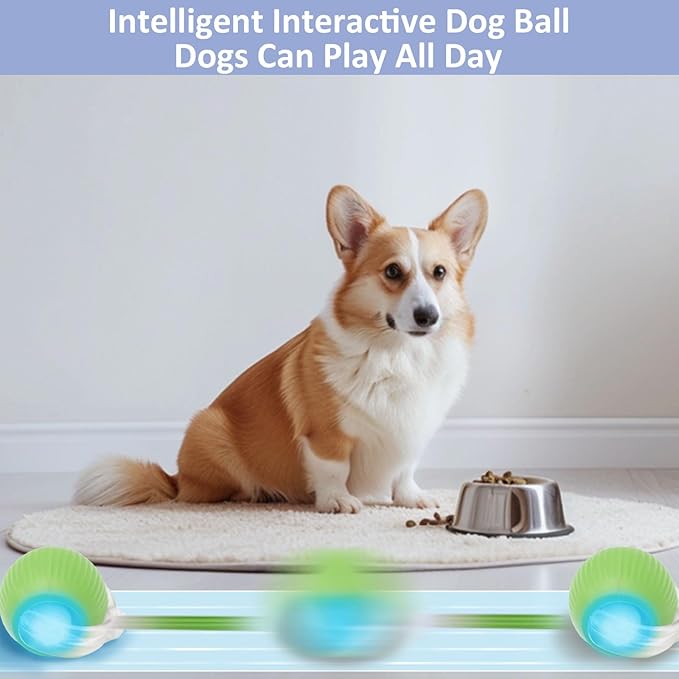 Chewie Viral Rolling Ball, Interactive Cat Toys Ball for Indoor, Cats Interactive Self Rolling Ball Dog Ball Automatic Cat Toy 360° Smart Automatic Rolling Pet Ball (Green)
