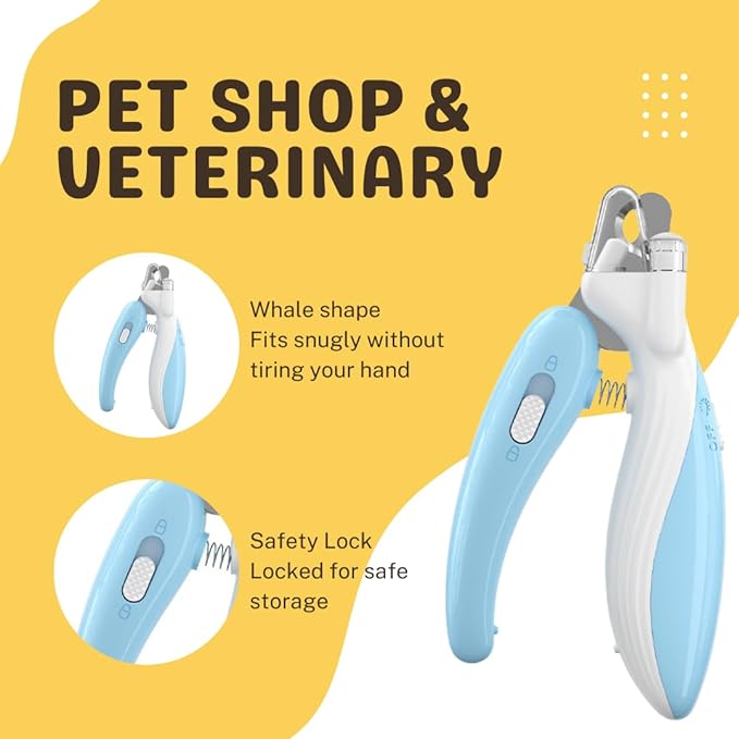 Cat Nail Clippers, Whale Shape Precision Trimming Tool, Ergonomic Non-Slip Handle, Safety Guard, Compact & Easy to Clean (Blue)