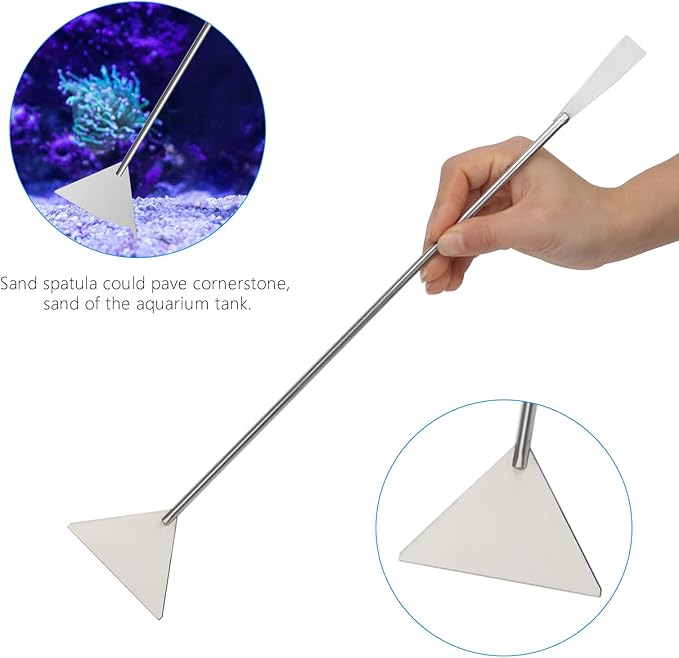 Aquarium Aquascape Tools Kit 15in, 4 in 1 Anti-Rust Aquatic Plant Aquascaping Tool Stainless Steel Tweezers Scissor Spatula for Aquarium Tank Clean Fish Tank Aquascape Accessories Set(Silver)