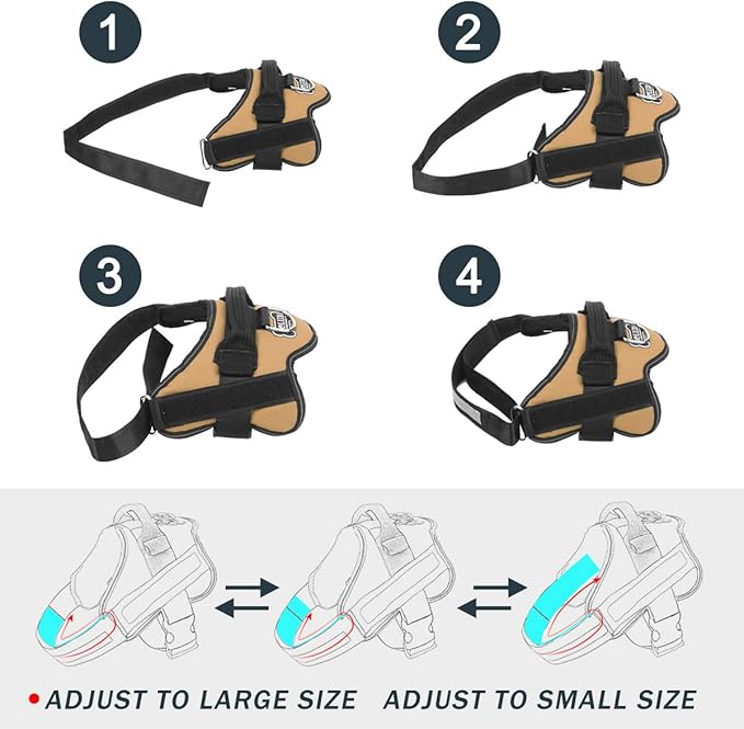 Bolux Dog Harness, No-Pull Reflective Dog Vest, Breathable Adjustable Pet Harness with Handle for Outdoor Walking - No More Pulling, Tugging or Choking (Army Yellow, L)