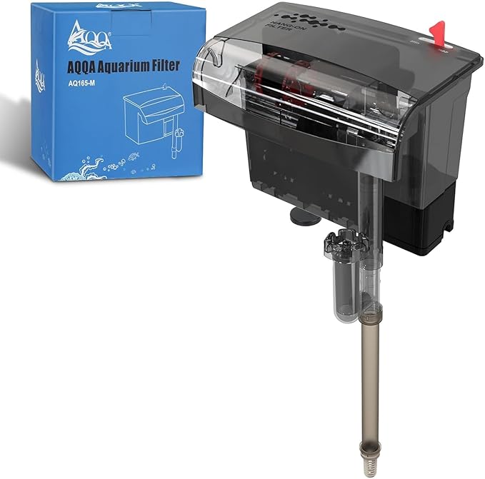 AQQA Aquarium Filter 10-30 Gallon Fish Tank Filters with Bio-Wheel Power, Hang on Back Aquarium Filter, Adjustable Flow Hob Filter, Quiet Efficient and Silent Operation (8W 110 GPH)