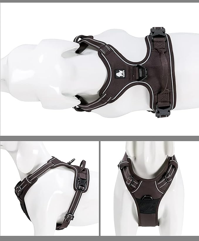 TRUE LOVE Adjustable No-Pull Dog Harness Reflective Pup Vest Harnesses Comfortable Control Brilliant Colors Truelove TLH5651(Brown,S)