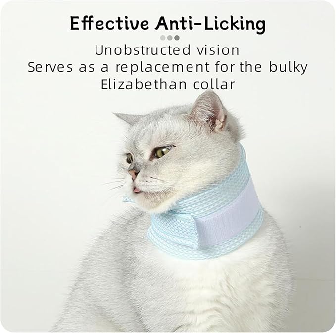 Cat Neck Brace Cover - Breathable & Adjustable Elizabethan Collar for Post-Surgery Recovery Anti-Scratch Anti-Lick Protection, Cervical Cone for Small Medium Large Dogs Puppies Kittens (Small,Blue)