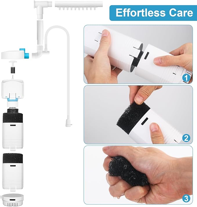 Aquarium U-V Filter with Programmable Timer for 40–160 Gallon Fish Turtle Tanks, Internal Submersible Power Filter with Bio Sponge, Adjustable Flow & Aeration for Freshwater Saltwater