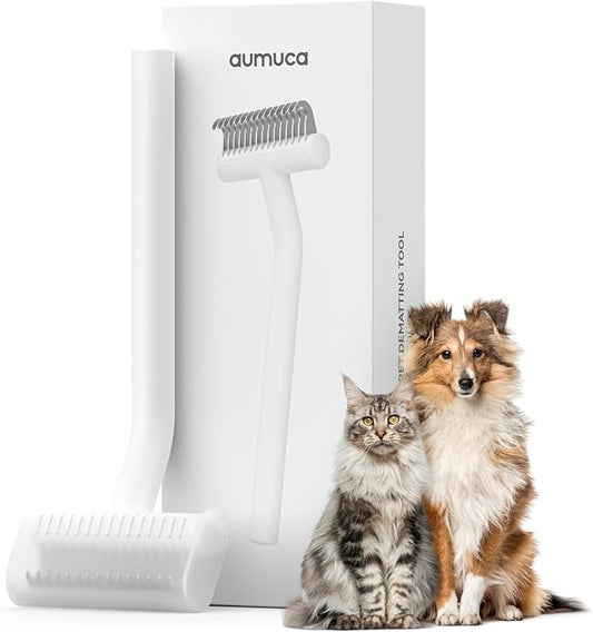 aumuca Undercoat Rake for Cats & Small/Medium Dogs – Deshedding Brush & Dematting Comb for Double-Coated Pets with Long or Short Hair, Matted Fur – Grooming Tool for Kitten, Puppy, Rabbit and Horse