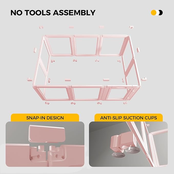 Clear Acrylic Plastic Dog Playpen - Clear Dog Play Pen - Easy Assemble Acrylic Dog Playpen - Puppy Playpen, Cat Playpen, Small Animal Playpen, Dog Play Pen Indoors (Pink-23.6" H, 8PCS)