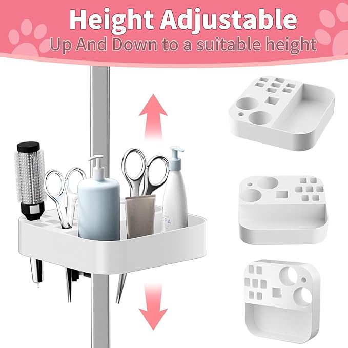 VFK 47'' Large Dog Grooming Table Stainless Steel Foldable Grooming Table for Dogs at Home Adjustable Height Arms Pet Station with Nooses, Mesh Tray, Tool Organizer