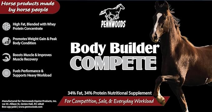Body Builder Compete: Advanced Horse Weight Gain Supplement, Designed for Competition and Sale, 22lb Bag