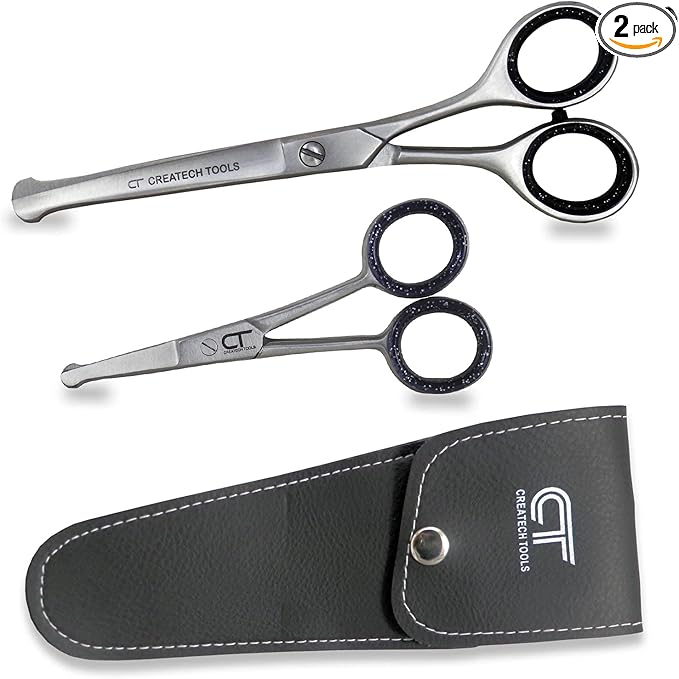 CT Pet Cat Dog Grooming Scissors Kit - 6 & 4 inch Hair Cutting Scissors Set, Japanese Stainless Steel Curved Blades with Safety Round Tips for Your Beloved Pets