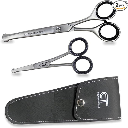 CT Pet Cat Dog Grooming Scissors Kit - 6 & 4 inch Hair Cutting Scissors Set, Japanese Stainless Steel Curved Blades with Safety Round Tips for Your Beloved Pets