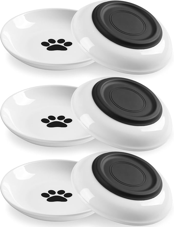 Cat Food Bowl,Healthy Ceramic Cat Bowls for Indoor Cats,Anti Whisker Fatigue Cats Dishes Set,Shallow Wide Kitten Plates for Food and Water,Non-Slip Silicone Bottom,6 Pack