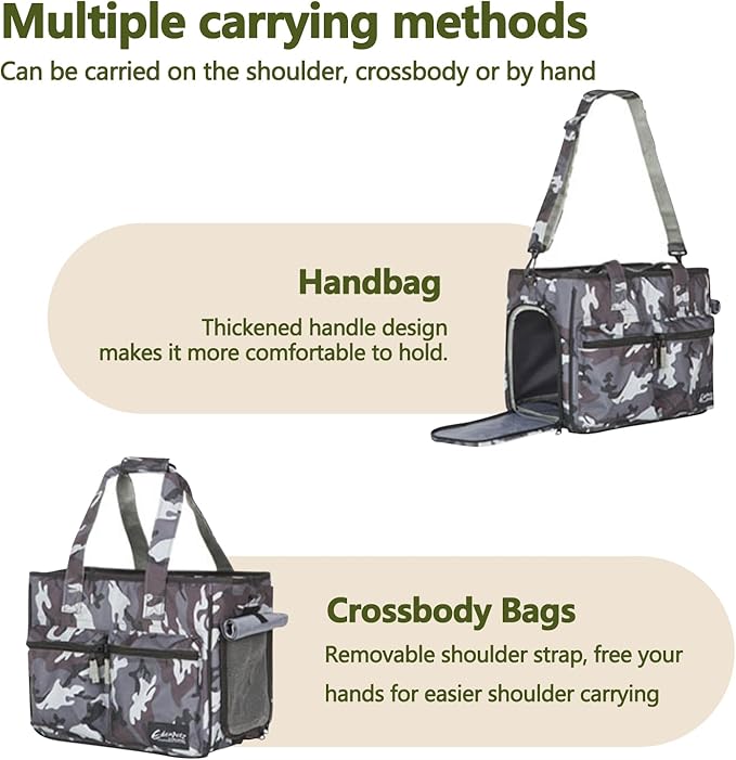 Cat Carrier Bag, Foldable Pet Bag Airline Approved, Pet Travel Carrier for Medium Cats Small Cats Dogs, Sturdy Transport Carriers Long Trips(Black)