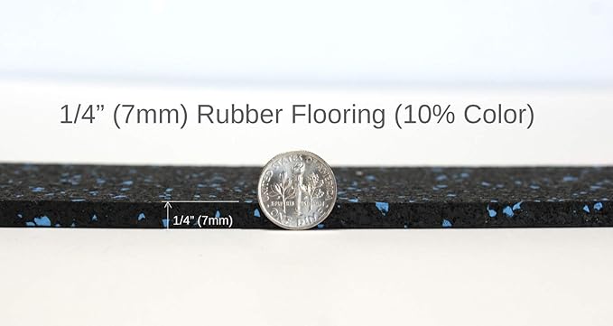 American Floor Mats 1/4in (7mm) Thick 10% Blue/Grey 4' x 9' Heavy Duty Rubber Rolls, Protective Exercise Mats, Home Gym Rubber Flooring