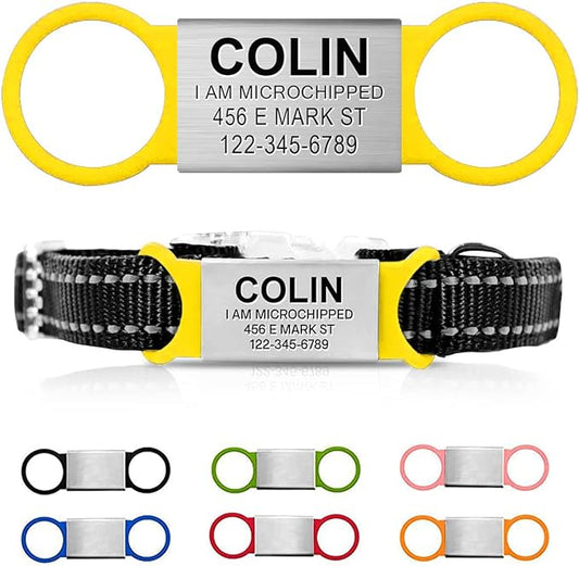 Personalized Dog & Cat ID Tags - Engraved Dog Name Tags - Slide On, Silent & Customized for Small, Medium & Large Pets