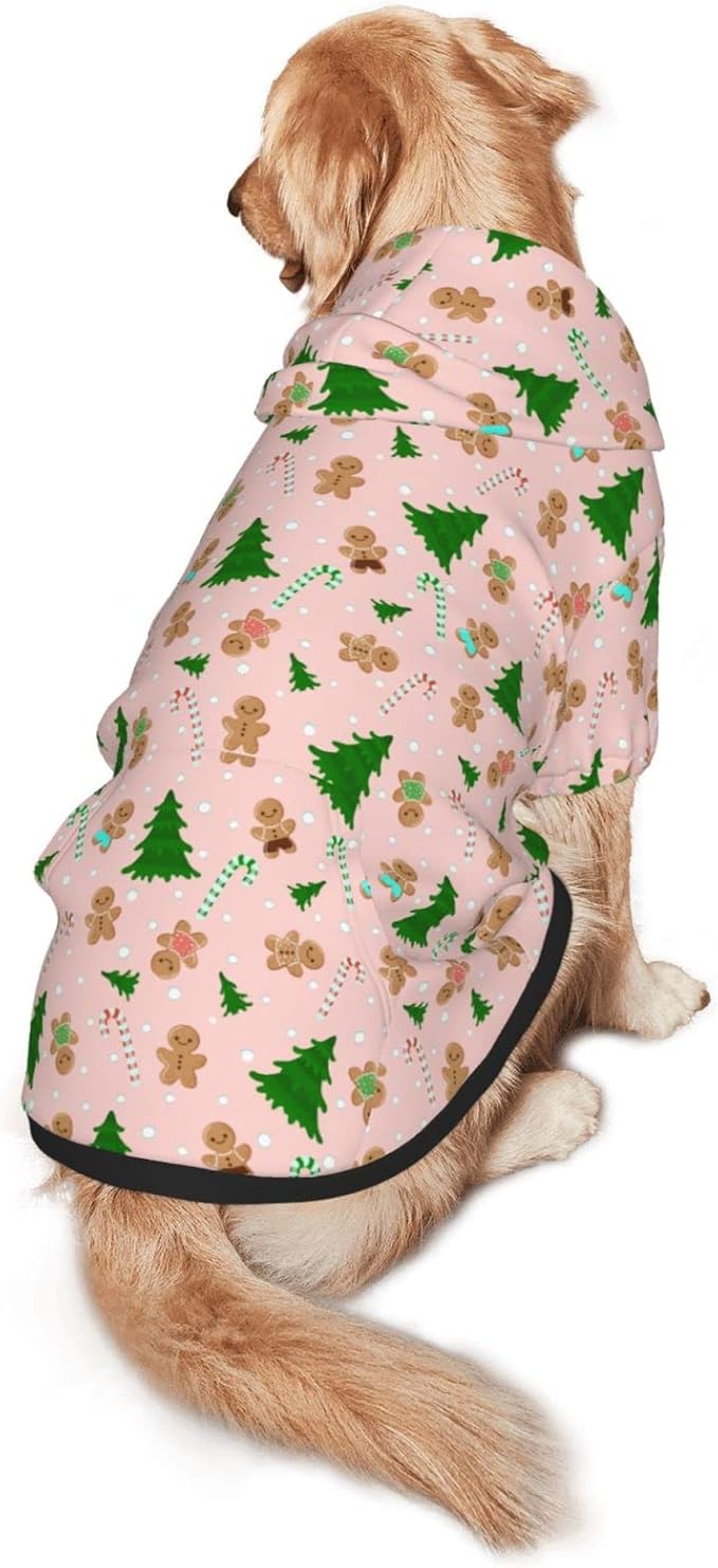 Christmas Gingerbread Men Hoodie,Christmas Cosplay Dog Clothes with Pocket and Hat Winter Clothes Sweaters Medium