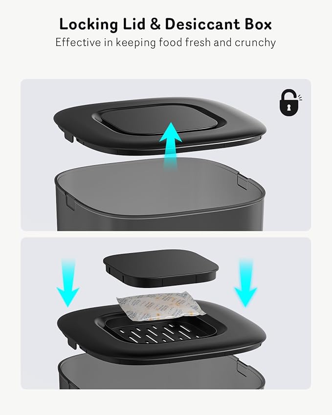 Automatic Cat Feeder, Cat Food Dispenser Battery-Operated with 180-Day Battery Life, Timed Pet Feeder for Cats and Dogs, Desiccant Bag, Programmable Portion Control, 4 Daily Meals, 10s Voice Recorder