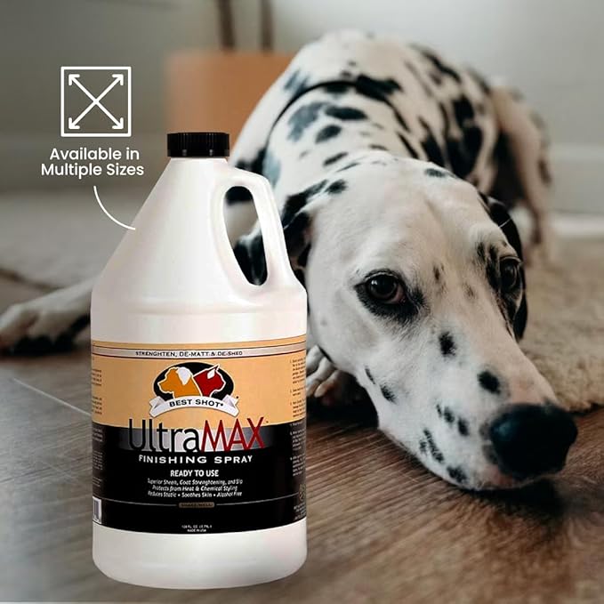 Best Shot UltraMAX Pro Finishing Spray, Ideal Detangler Spray for Pets, Hydrating and Soothing Pet Grooming Spray, for Dogs and Cats, 1.1 Gallon