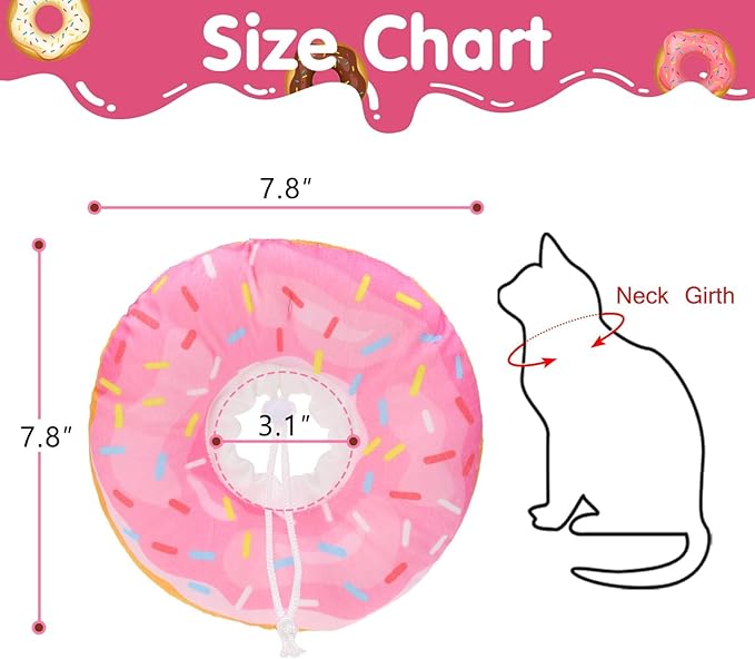 BINGPET Soft Donut Cat & Small Dog Recovery Collar, Adjustable Protective Pet Cone After Surgery