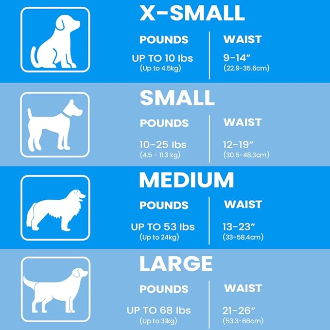 BV Dog Diapers Male Small (Waist 12-19in) Super Absorbent - 50 Count Disposable - Doggie Diapers with Wetness Indicator - Adjustable Male Dog Wraps - Ideal for Incontinence/Training