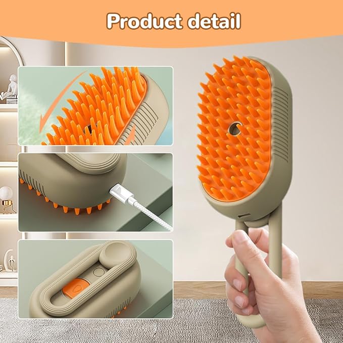 Cat Steam Brush, New 3 in 1 Pet Steam Groomer Brush, Rechargeable Pets Steam Groomer Comb for Massaging and Cleaning Shedding Pet Hair, Multifunctional Hair Removal Comb Cats and Dogs (White)