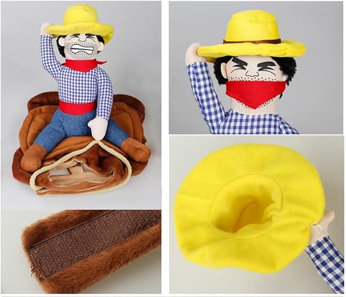 Deluxe Cowboy Rider Pet Costume - Funny Dog Halloween Outfit with Doll and Hat, Adjustable Knight Style Costume for Labs, German Shepherds, and Golden Retrievers, and More (M)