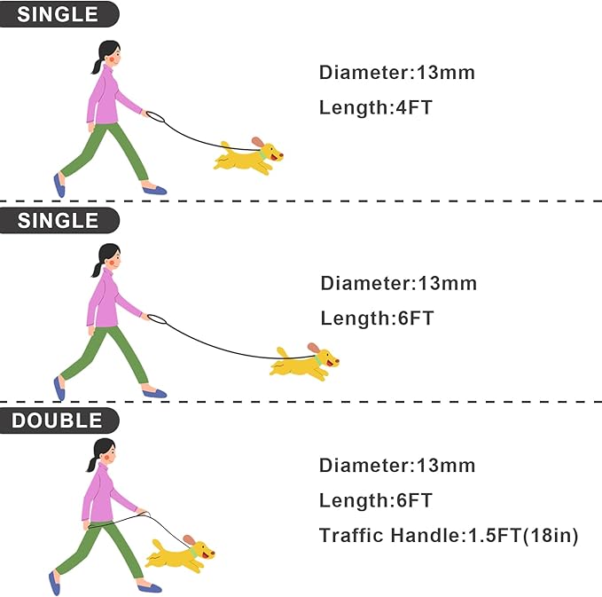 Rope Dog Leash, 4 ft Heavy Duty Dog Leash with Aviation Aluminum Auto Locking Carabiner, Strong Nylon Pet Lead for Small, Medium, Large Dogs (Black, 4FT)