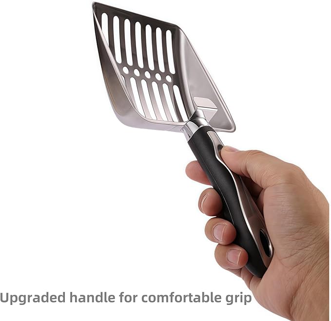 Cat Litter Scoop,Poop Sifting for Litter Box,Aluminum Alloy Sifter,Durable Kitty Metal Scooper with Long Handle Deep Shovel