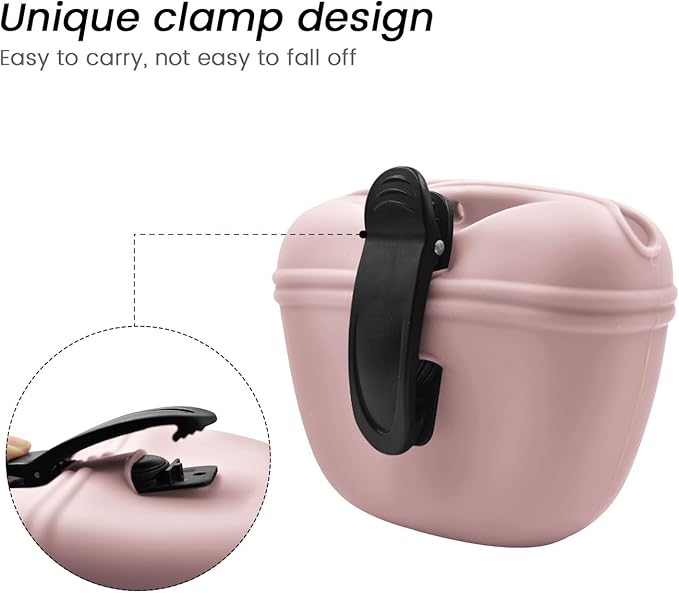 AUDWUD Silicone Dog Treat Pouch,With Dog Training Clicker,Clip on Portable Training Container,Convenient Magnetic Buckle Closing and Waist Clip