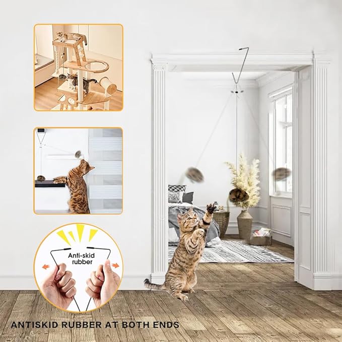 Cat Toys for Indoor Cats,Interactive Door Hanging Cat Toys Attached with Catnip/Feathers/Birds/Mouse Toys for Cats/Kitten Toys(3 Pack)