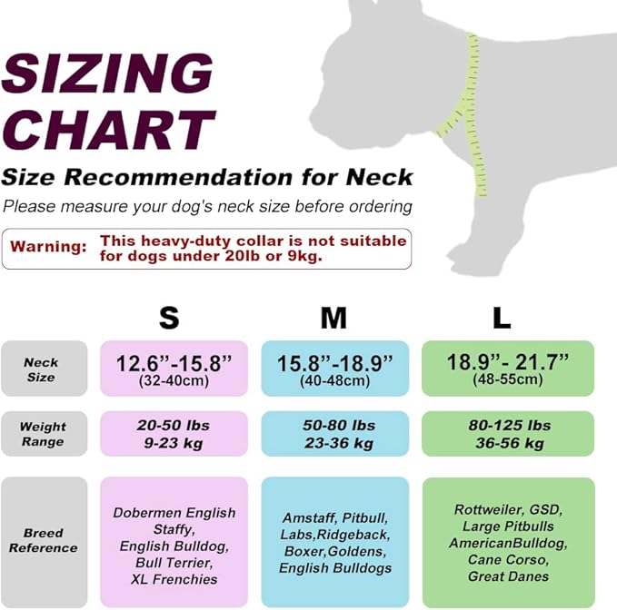 TSPRO Tactical Dog Collar 1.5 Inch Wide Thick Dog Collars with Heavy Duty Metal Buckle, Durable, Strong, Adjustable for Medium to Large Dogs (Silver L)