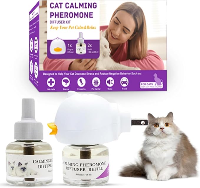 Calming Pheromone Diffuser Kit for Cats, Reduces Fighting, Spraying & Scratching (48 mL)