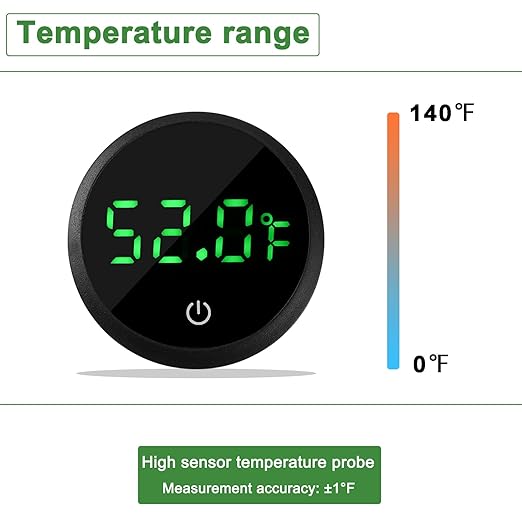 Aquarium Thermometer Digital Fish Tank Thermometer Led Display Fish Tank Temperature Gauge Accurate Thermometer to ±1℉ for Betta Axolotl Turtle Tank (with Spare Battery)