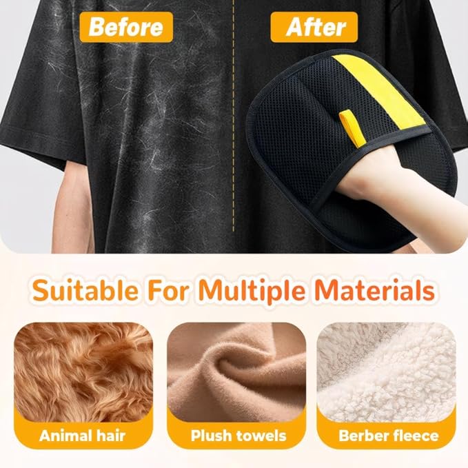 Pet Hair Removal Glove 2 Pcs, Cat & Dog Reusable Electrostatic Gloves Pet Hair 2025 New Upgrade,Grooming Pet Hair Remover Tool, Reusable Quick De-Shedding Gloves for Couch、 Clothing、Carpet,、Car Seats