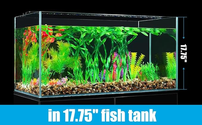 AQUANEAT Fish Tank Artificial Plants, Aquarium Plastic Seaweed Decorations, 23.5Inch Tall Fake Green Accessories, 10 Packs