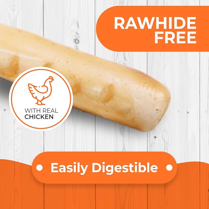 Canine Naturals Chicken Recipe Chew - Rawhide Free Dog Treats - Made from USA Raised Chicken - All-Natural and Easily Digestible - Large (2 Count) for Dogs 50-75Lb
