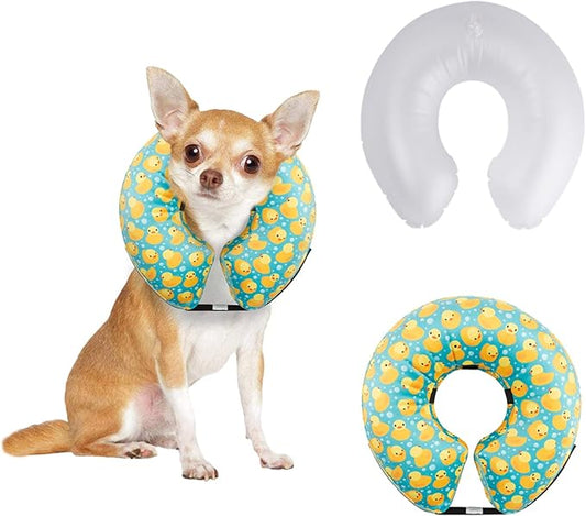 CuteBone Inflatable Soft Dog Cone with Removable Fleece Covers for Small/Medium/Large Dogs and Cats After Surgery GWB04S