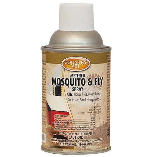 Country Vet Mosquito+Fly Metered Spray Refill (Case of 12) & Automatic Metered Dispenser (Case of 12) - 342033CVA - Great for Barns, Stables, Farms, Stalls and Outdoor Insect/Fly Prevention