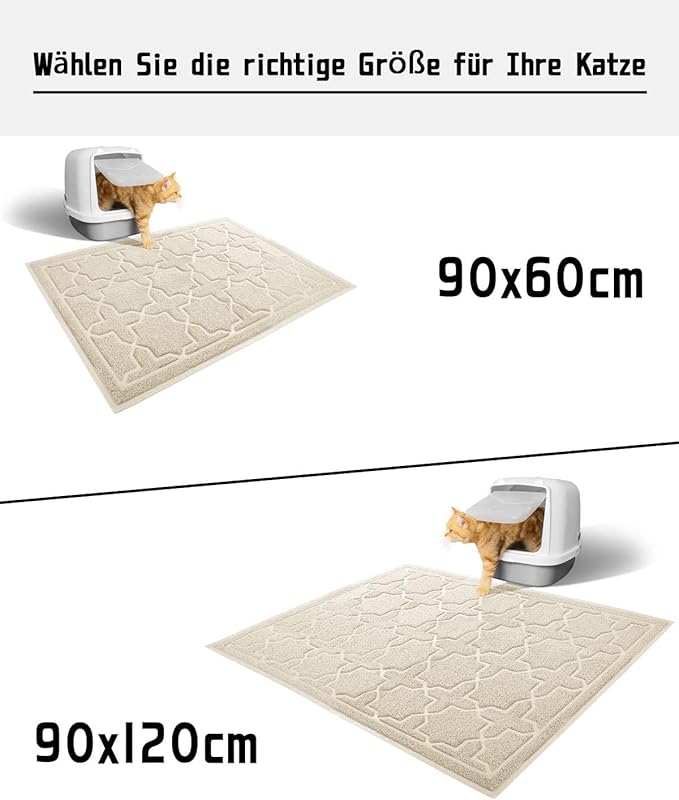 Yimobra Cat Litter Mat, 47"x36" Litter Box Mat with Litter Lock Mesh, Soft Cat Litter Mat Litter Trapping Mat, Easy to Clean, Non-Slip, Water Resistant, Litter Free Floors, Beige