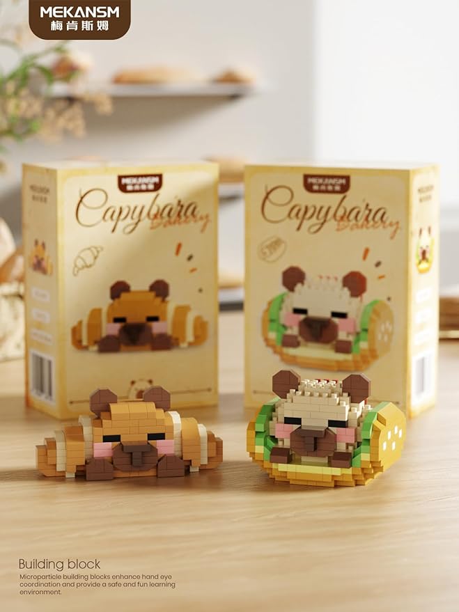 Croissant Cute Capybara Baking Bread Series Mini Building Toy Kawaii Animals Set Micro Adorable Pet Buildings Small Bricks Gifts Toys